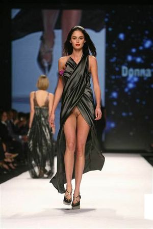 Nicole Trunfio showing pussy on the runway.