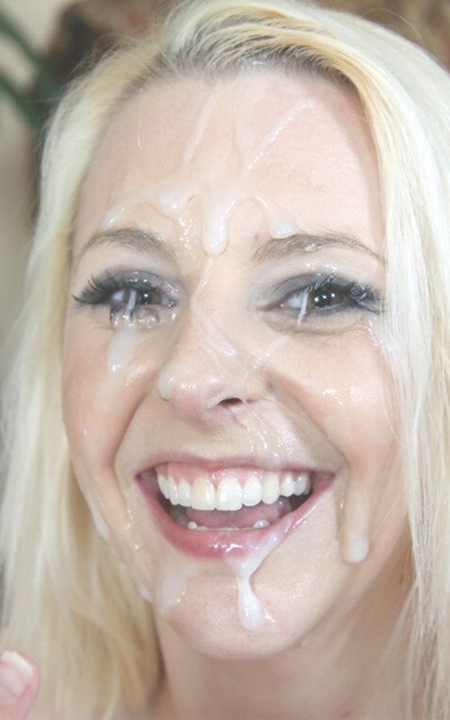 blonde cum slut loves cum on her face