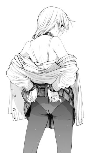 ass bondage bra ebisumaru monochrome open_shirt pantsu pantyhose seifuku skirt_lift sweater