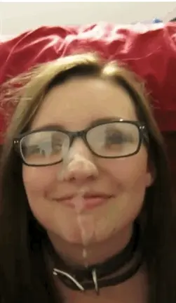 facialized glasses licking cum