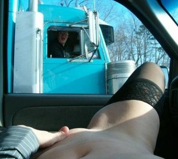 exposing pussy to truck driver