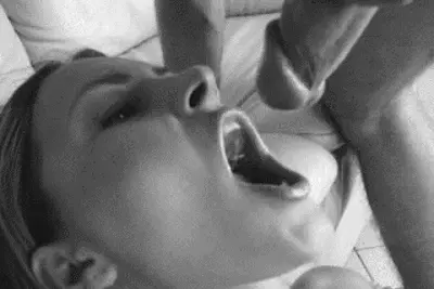 Cum in open mouth.