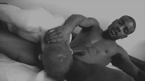 White guys face rubbed on black genitals