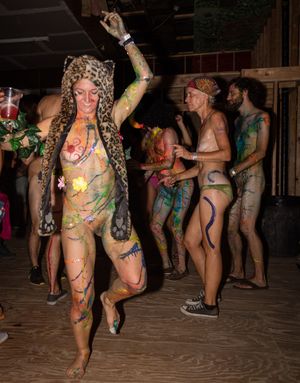 Nude cutie on the dance floor after the bike ride in Philly - dancing with her would make me very horny