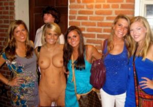 Losing the bet, Mandy came to college classes totally naked for all her classmates to see.