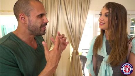 Cute Elenas pussy on a bed gets filled with overflowing cum in the morning by her friend. She then go on to suck his guys stiff dick.