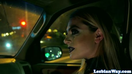 Satanic lesbians pussylicking in pentagram