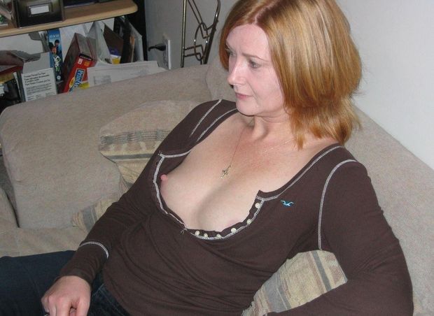 Flat chested ginger milf