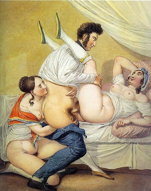 Georg Emanuel Opitz - Woman assisting a couple make love -...