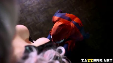 Spidey bangs Black Cats wide spread shaved pussy