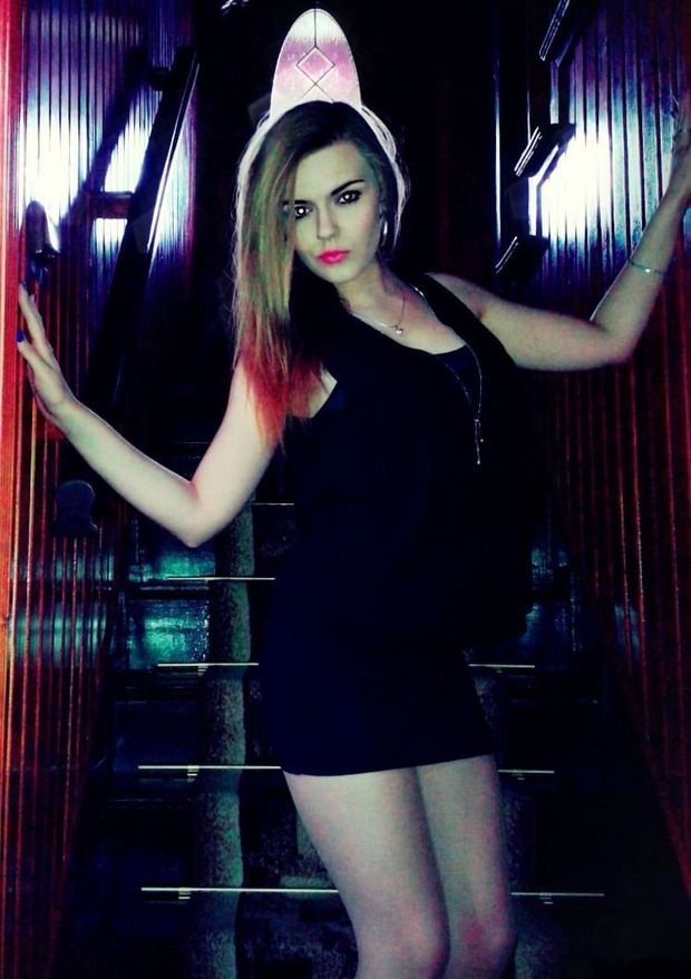 Blonde rookie in tight black mini dress