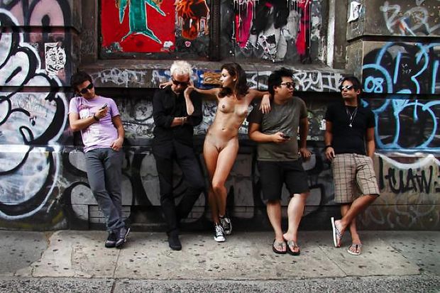 naked babe on street