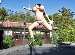 Boobilicious Goddess Leanne Crow On A Trampoline......
