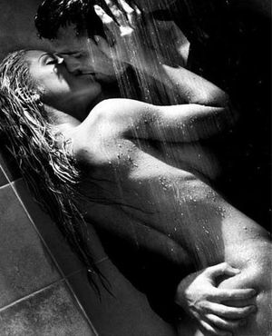 Couple making out in shower