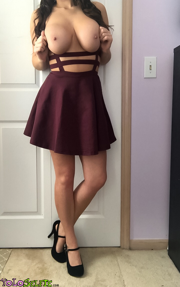 Nude selfie Suspender Skirt f #15070