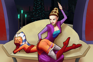 ahsoka_tano ass clone_wars embarrassed padme_amidala spanking star_wars tourbillon
