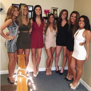 Figure hugging dresses.