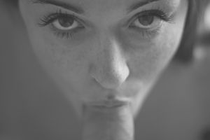 Tiffany sucks with beautiful eye contact