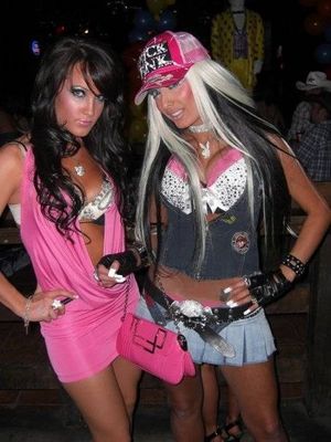 Natasha in a miniskirt with friend