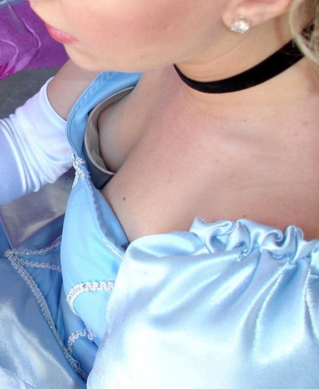 Accidental Nudity - Cinderella Cosplayer Downblouse