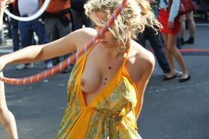 Accidental Nudity - Pierced Nipple Tit Pop Out Of Blouse