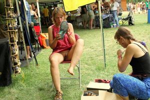 Accidental Nudity - Pussy Upskirt Lady Trying Shoes