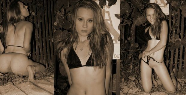 naughty babe gets out of her bikini in public