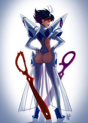 junketsu and matoi ryuuko (kill la kill) drawn by kajinman