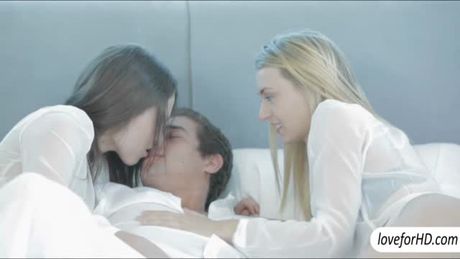 Gorgeous gfs shares on lucky dick in this intimate 3some