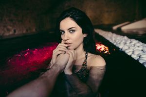 black haired beauty with blue eyes