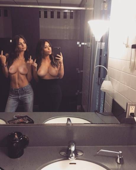 Kim Kardashian and Emily Ratajkowski topless selfie uncensored