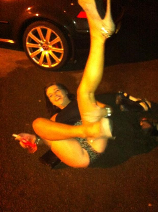 chav slut flashing