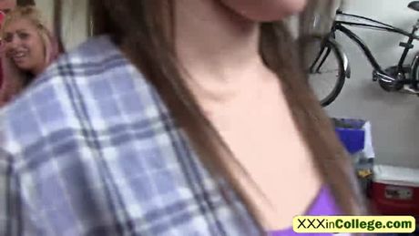 Doggy style college teen blowjob fucking brunette