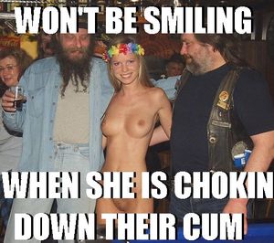 She's never had two dicks before... she'll gag on their semen