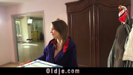 Cute horny teen fucked by old perv in all positions!