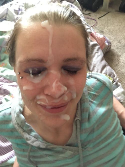 Cutie amateur with thick gooey man cream all over her face