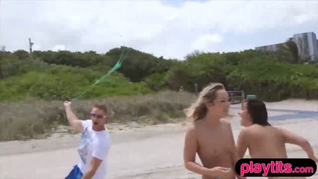 Two teens picked up on the beach by two blokes for groupsex