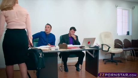 Sexy female boss with huge tits gets fucked by an employee