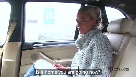 Busty Euro blonde cheating husband in fake taxi