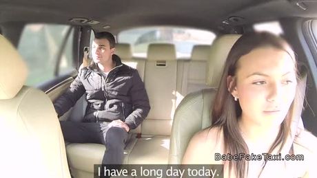 Female fake taxi driver finishing shift with sex