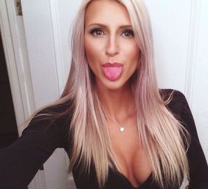 tongue out boobs out