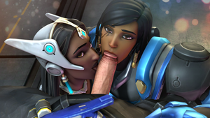 Symmetra and Pharah sharing a dick