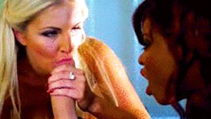 Interracial two ladies blowjob