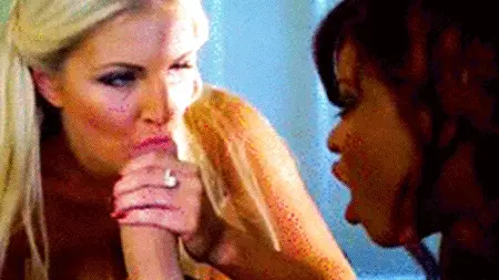 Interracial two ladies blowjob