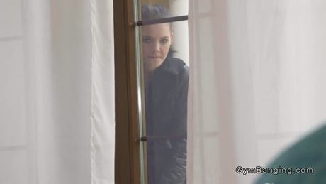 Fit babe fucked in lesbian threesome in the gym