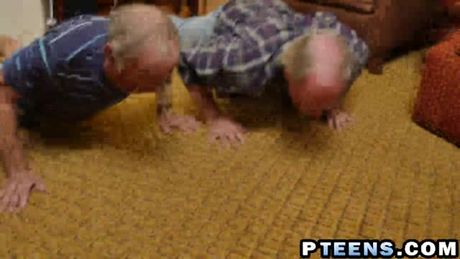 Old studs blowjob fucking teen brunette threesome