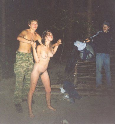 Stripped naked in public.