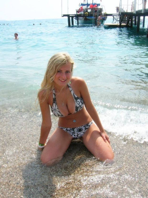 Blonde teen on holiday