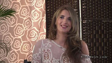 Rope tied babe disgraced in public bar