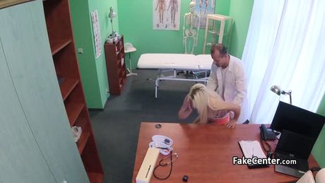 Doctor cummed on busty blonde